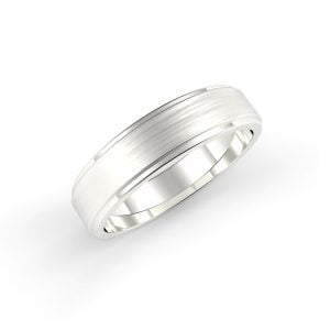 Satin Beveled Ring + Refined Centre Slit Diamond Band