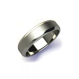 Classic Twisted Band with Diamond + Textured Finished Beveled Egde Band