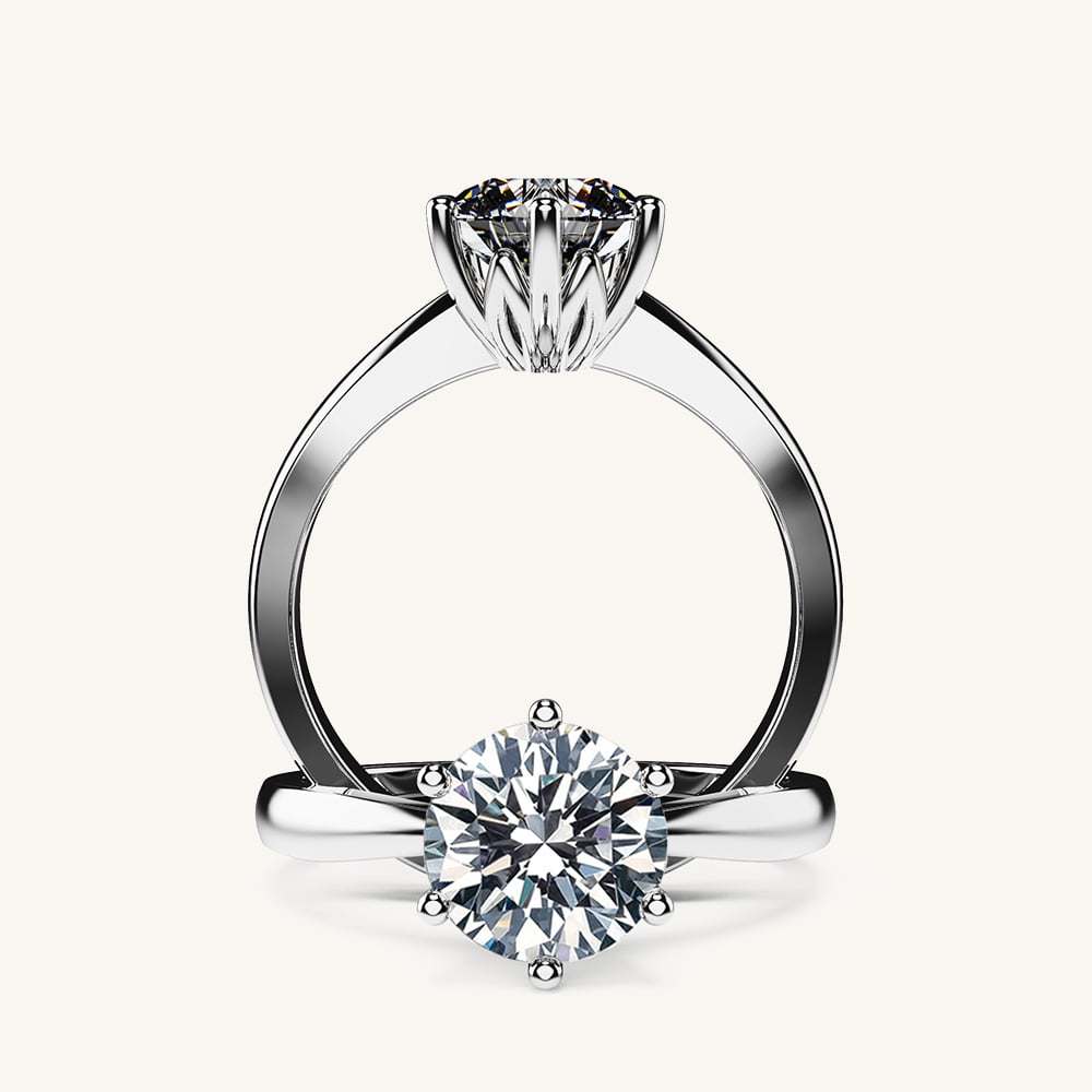 Lotus Crown Tapered Diamond Engagement Ring