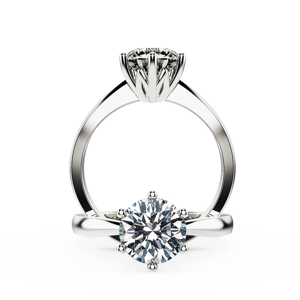 Lotus Crown Tapered Diamond Engagement Ring