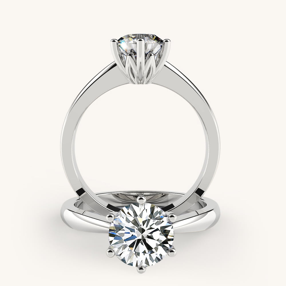 Lotus Crown Tapered Diamond Engagement Ring