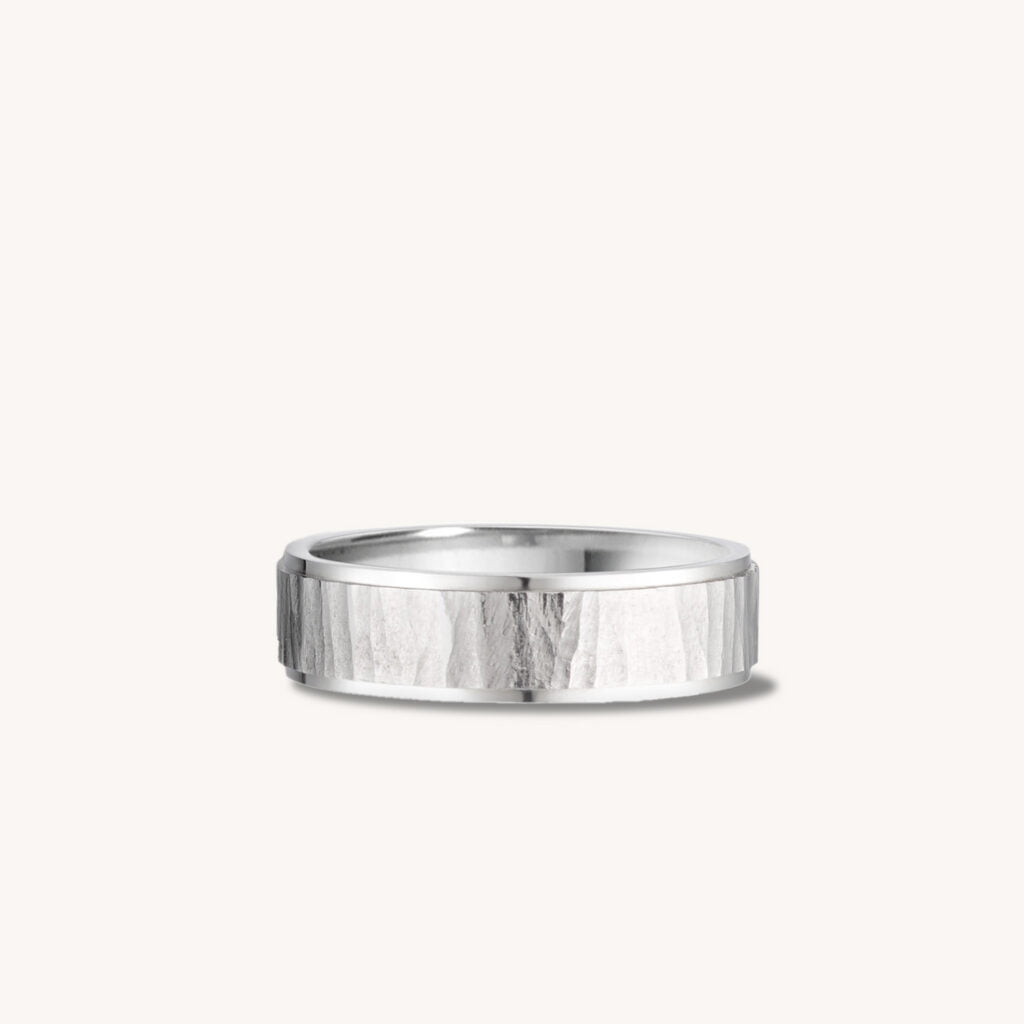 Beveled Rippled Stainless Steel Ring