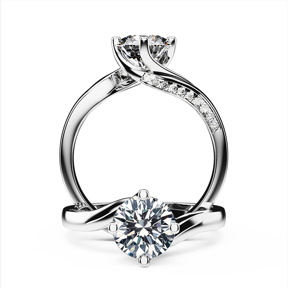 Charming Twisted Diamond Ring with Side Diamonds