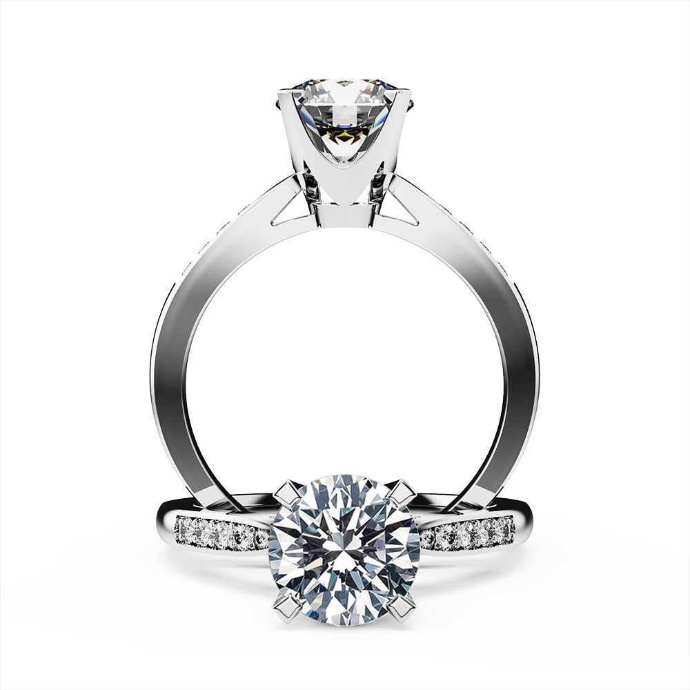 Tapered Pave Diamond Ring with Side Diamonds
