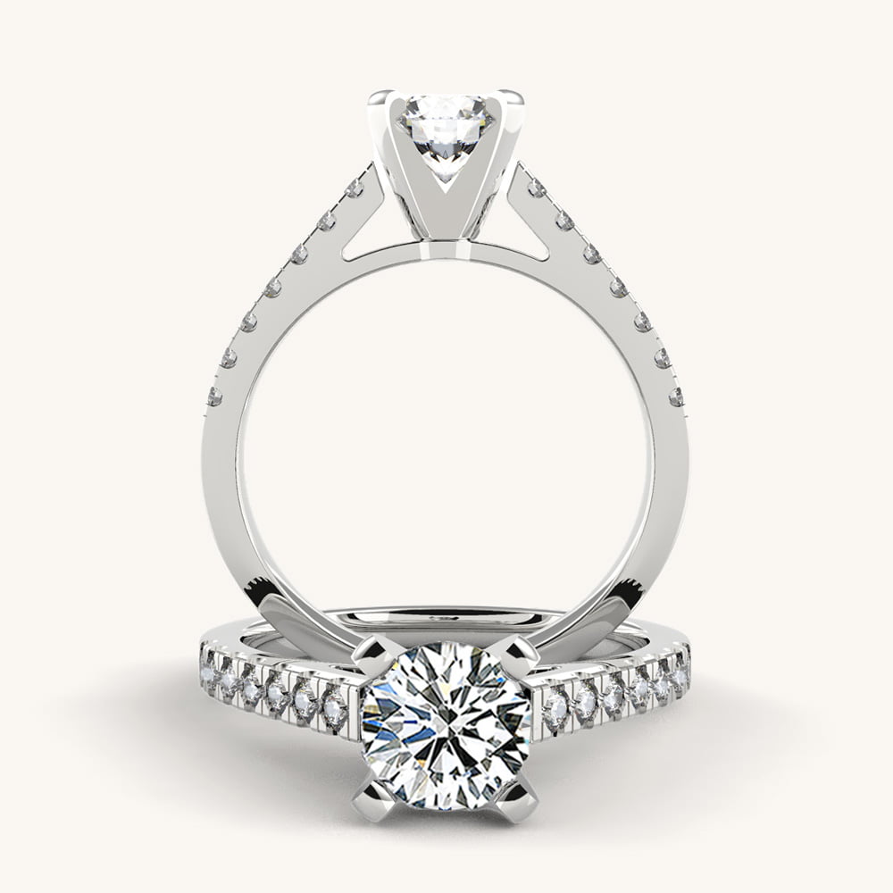 Cathedral Pave Diamond Ring with Side Diamonds