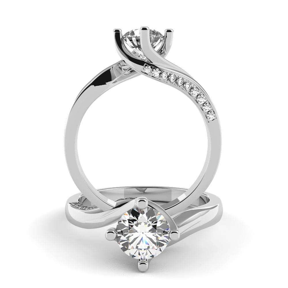 Charming Twisted Diamond Ring with Side Diamonds