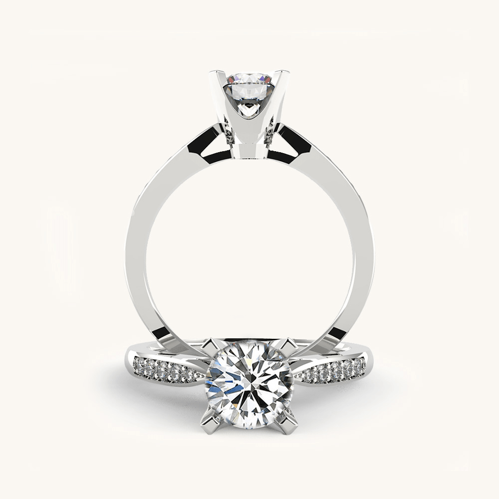 Tapered Pave Diamond Ring with Side Diamonds