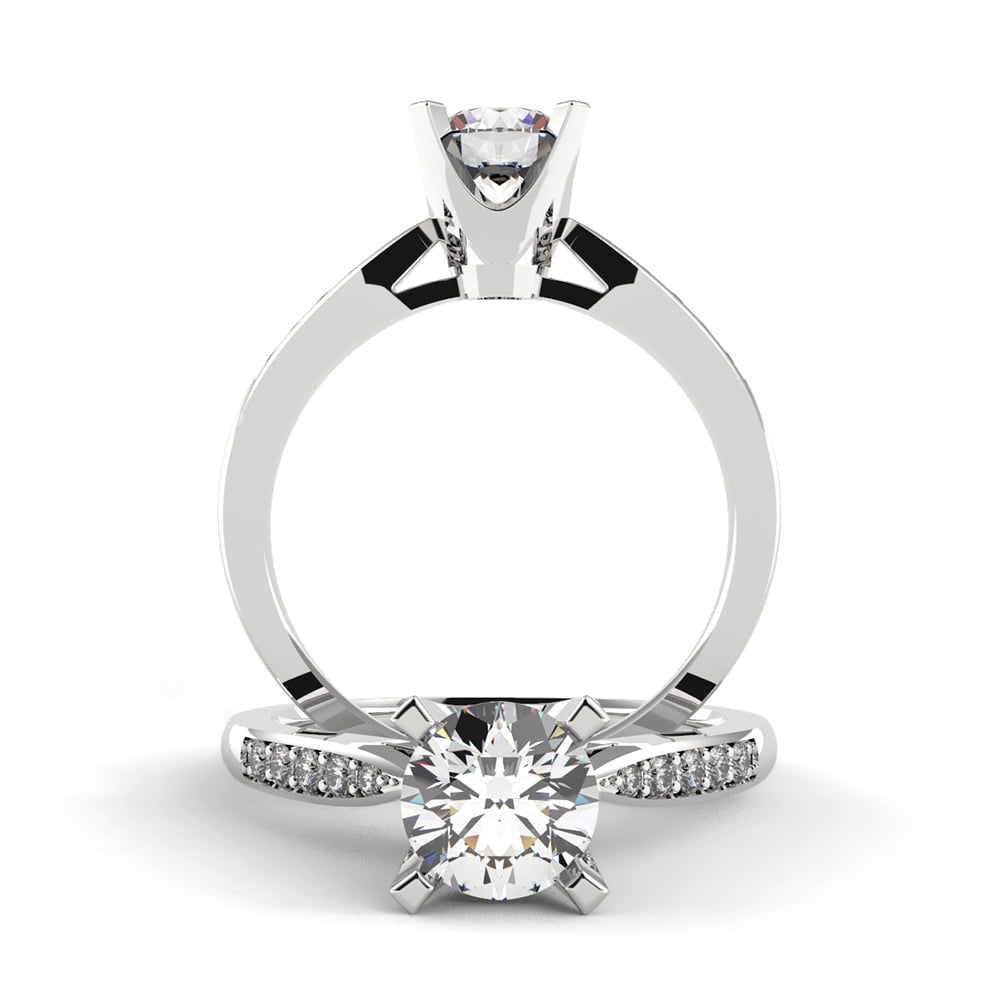 Tapered Pave Diamond Ring with Side Diamonds