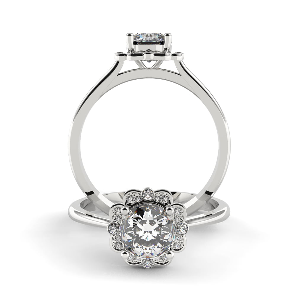 Vintage Floral Halo Diamond Ring