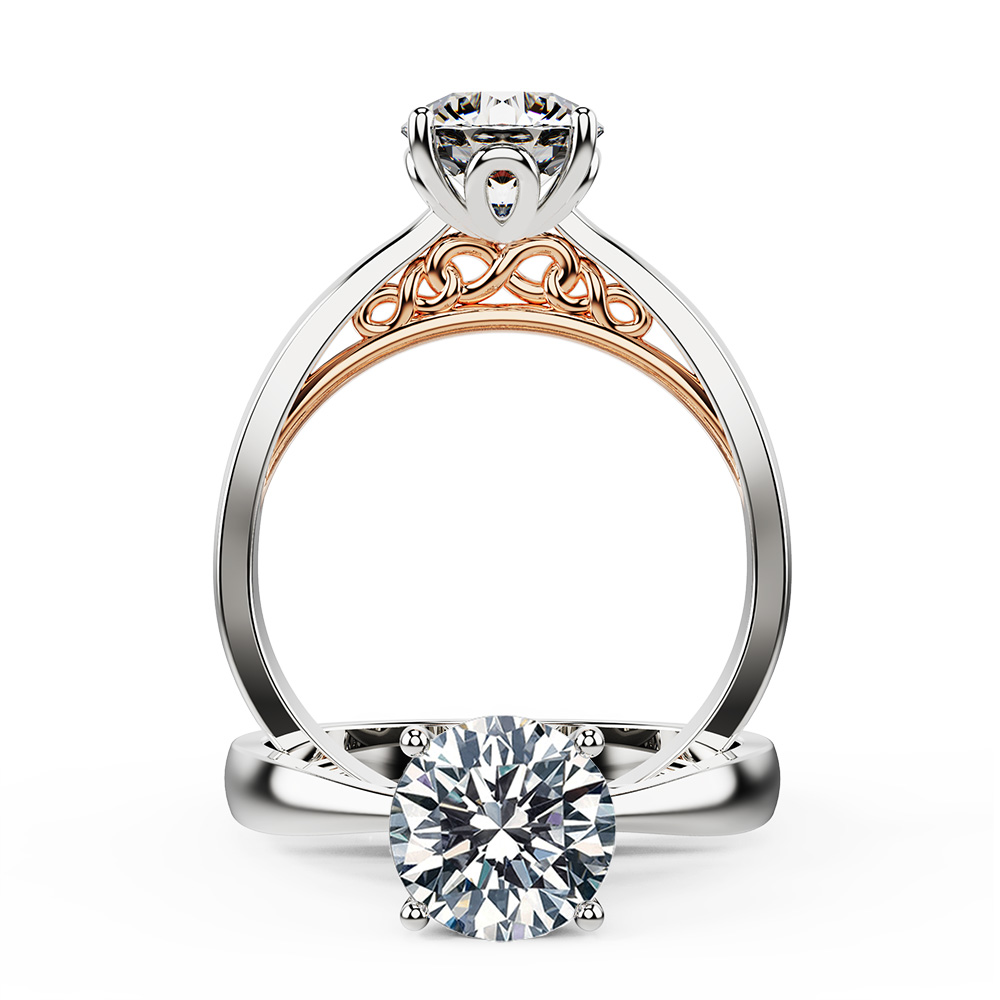 Dual-Tone Infinity Love Knot Diamond Engagement Ring