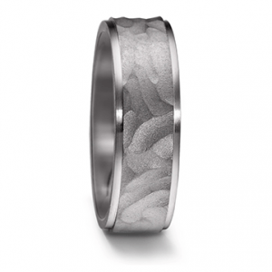 Tantalum Textured Ring+ Refined Sharp-Edge Pave Ring