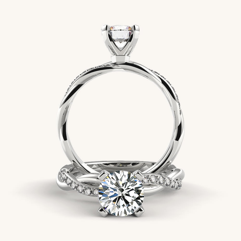 Twisted Vine Diamond Ring with Side Diamonds