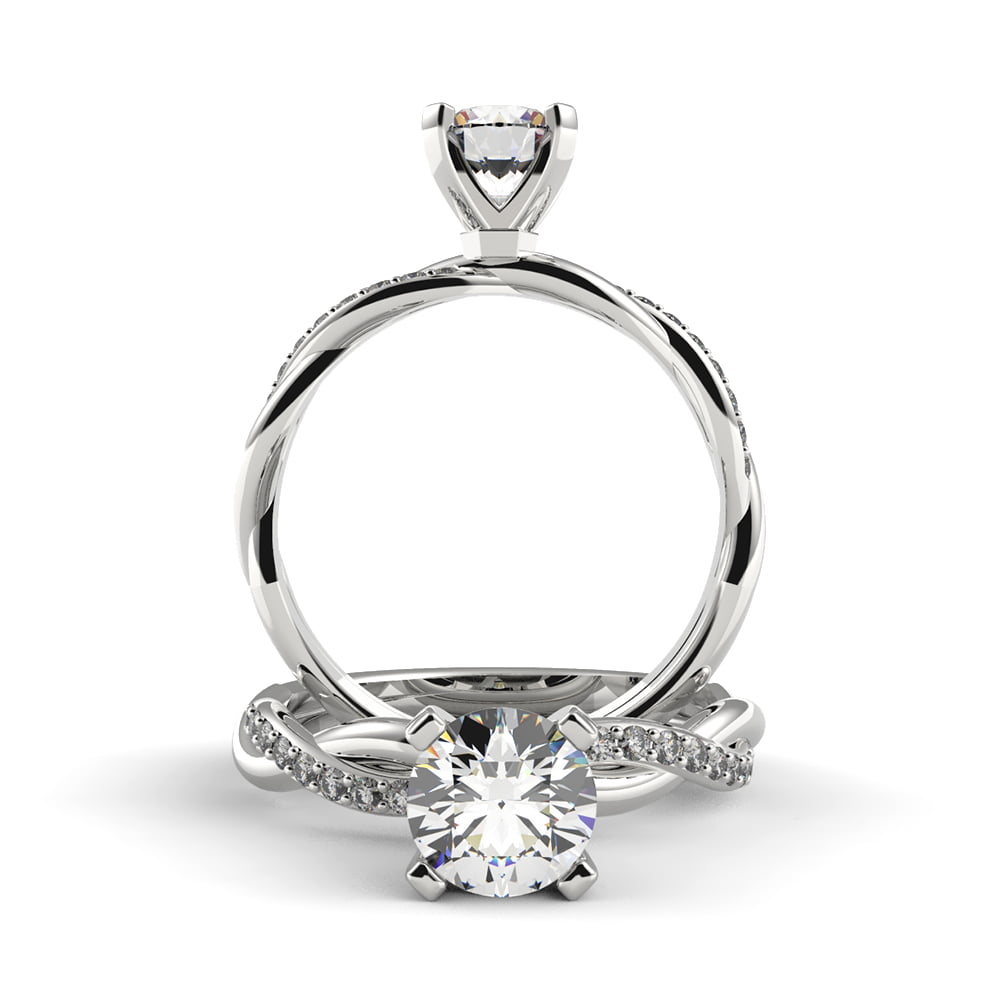 Twisted Vine Diamond Ring with Side Diamonds