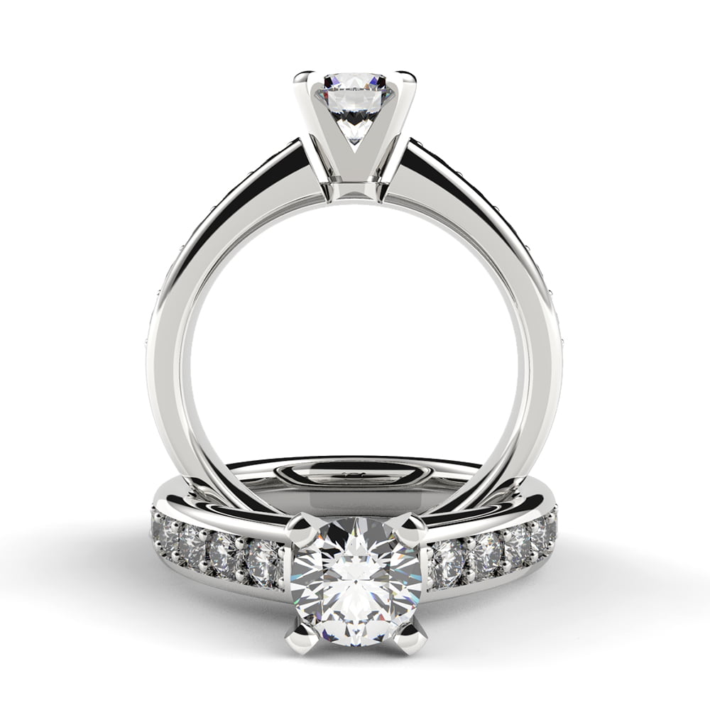 Refined Sleek-Edge Diamond Ring with Side Diamonds