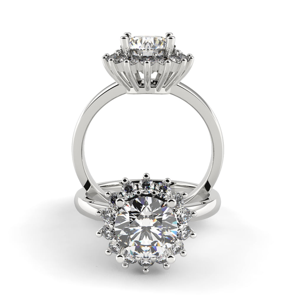 Sunflower Diamond Halo Ring