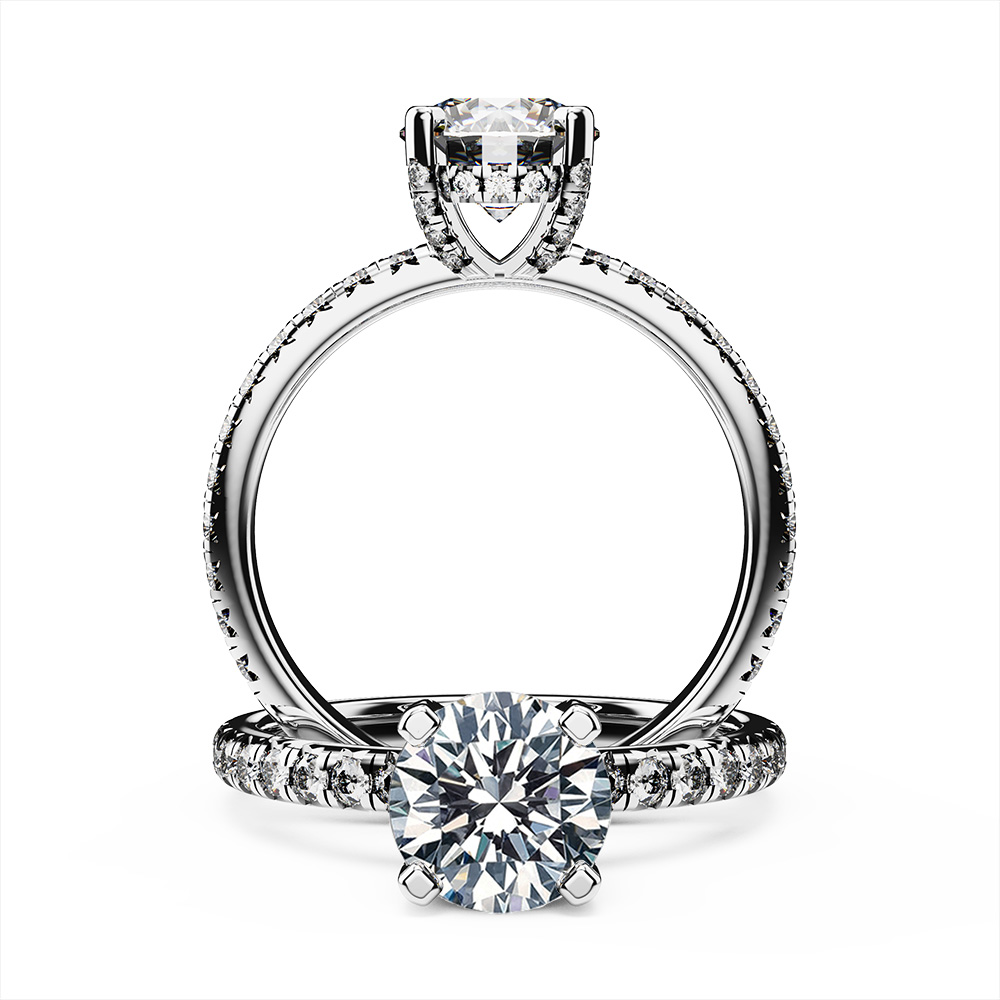 Refined Crown Diamond Ring with Side Diamonds