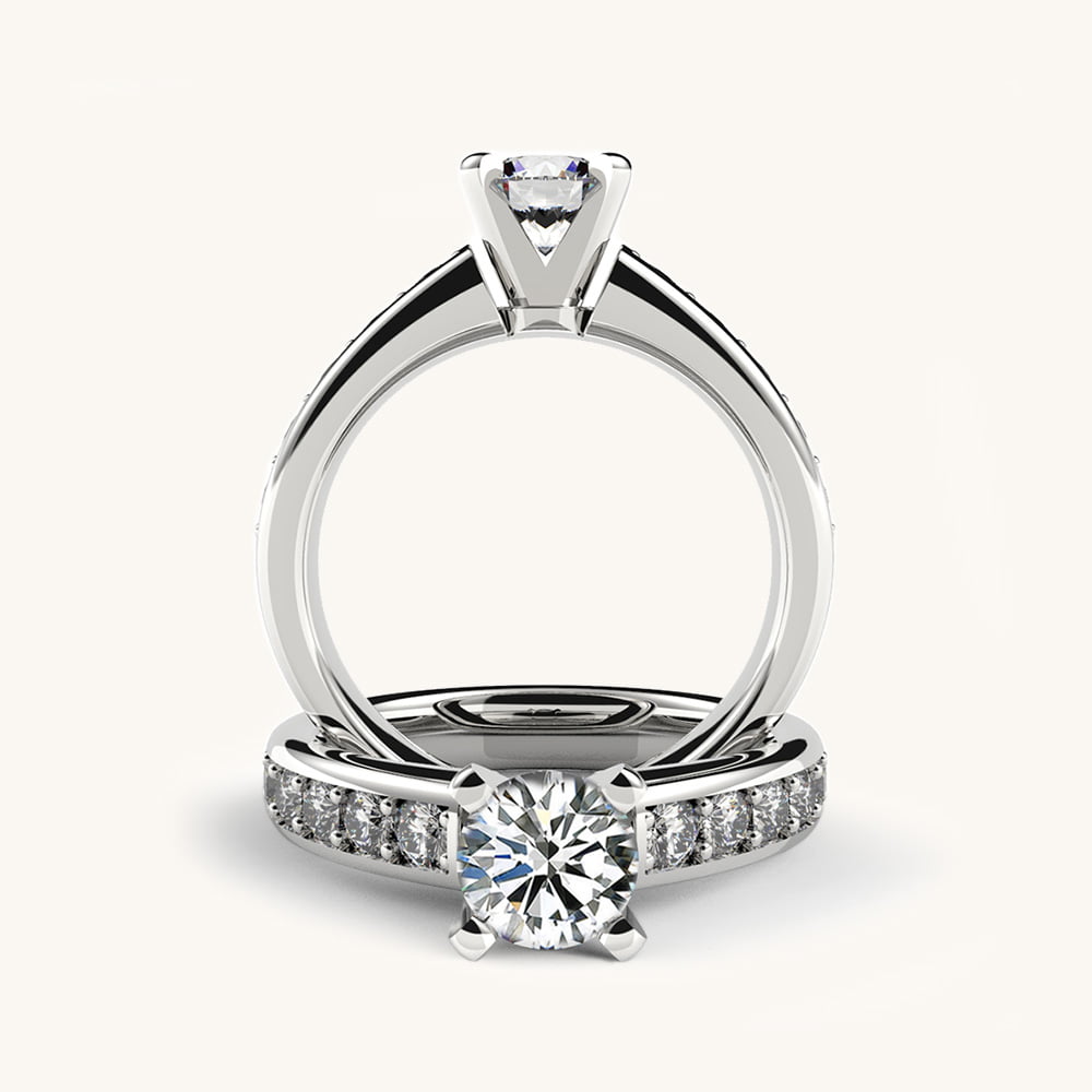 Refined Sleek-Edge Diamond Ring with Side Diamonds