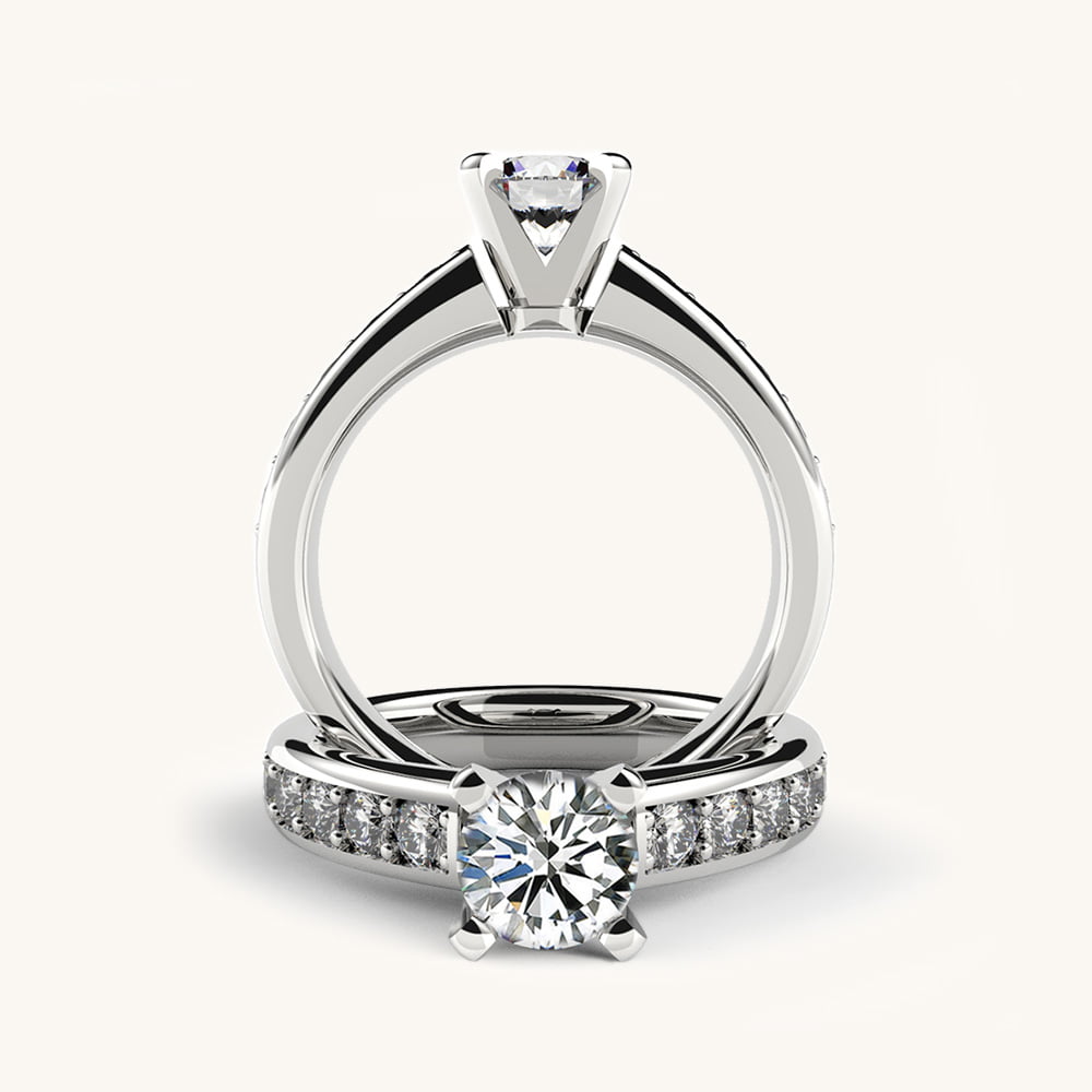 Refined Sleek Edge Diamond Ring with Side Diamonds