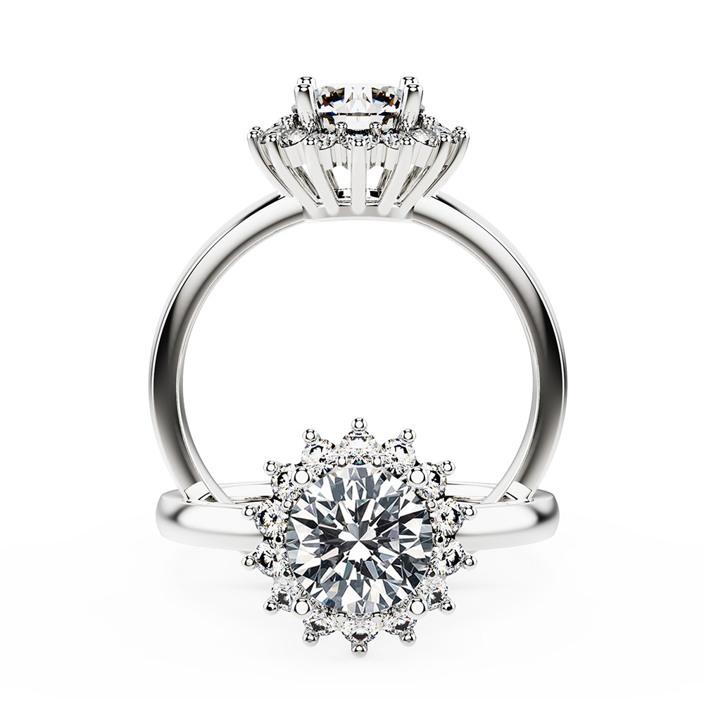 Sunflower Diamond Halo Ring
