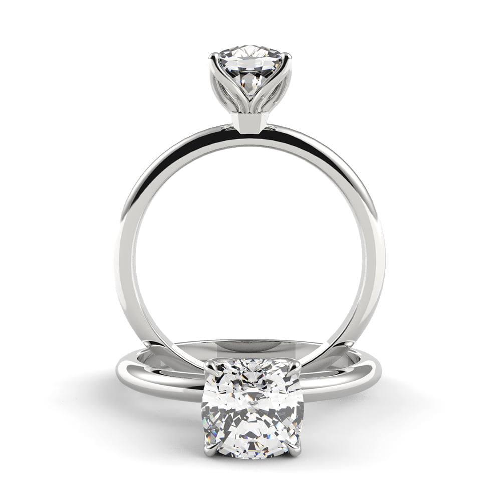 Four Petal Cushion Diamond Engagement Ring