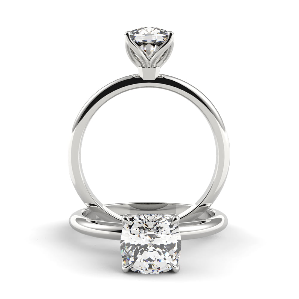 Four Petal Cushion Diamond Engagement Ring