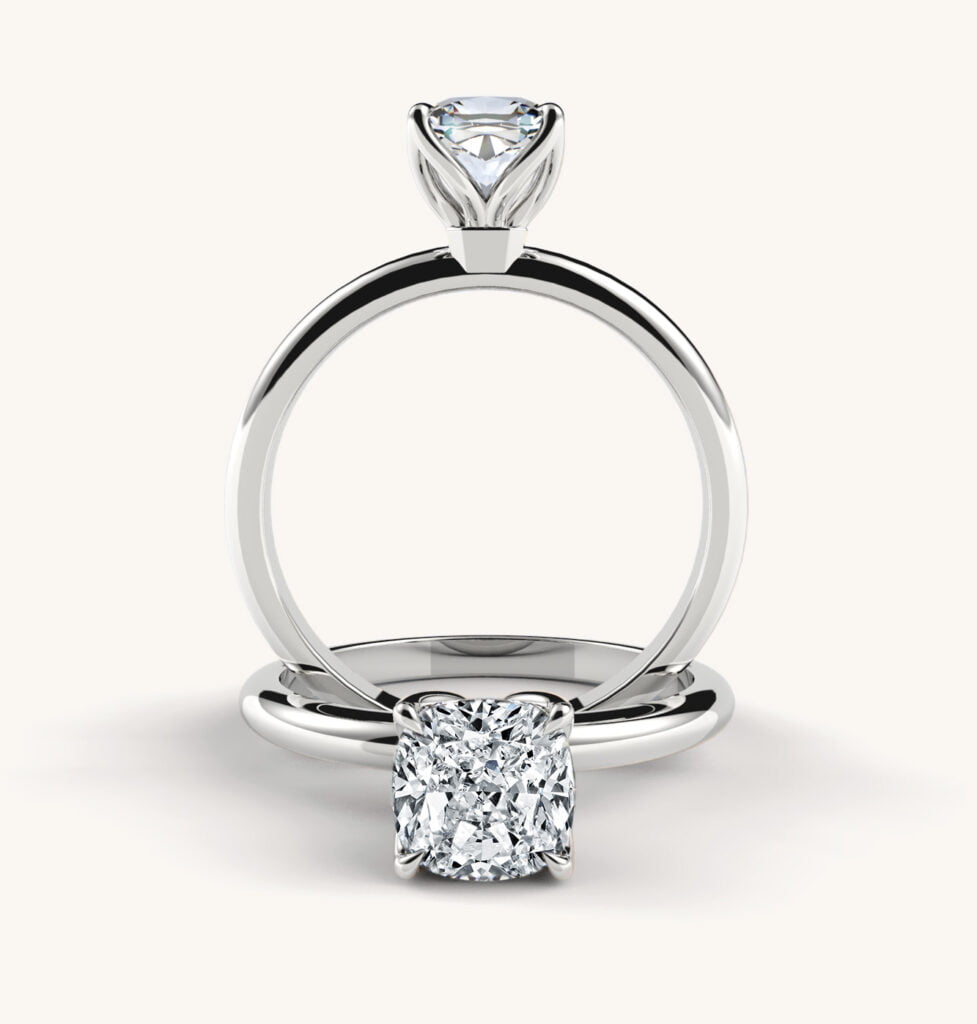 Four Petal Cushion Diamond Engagement Ring