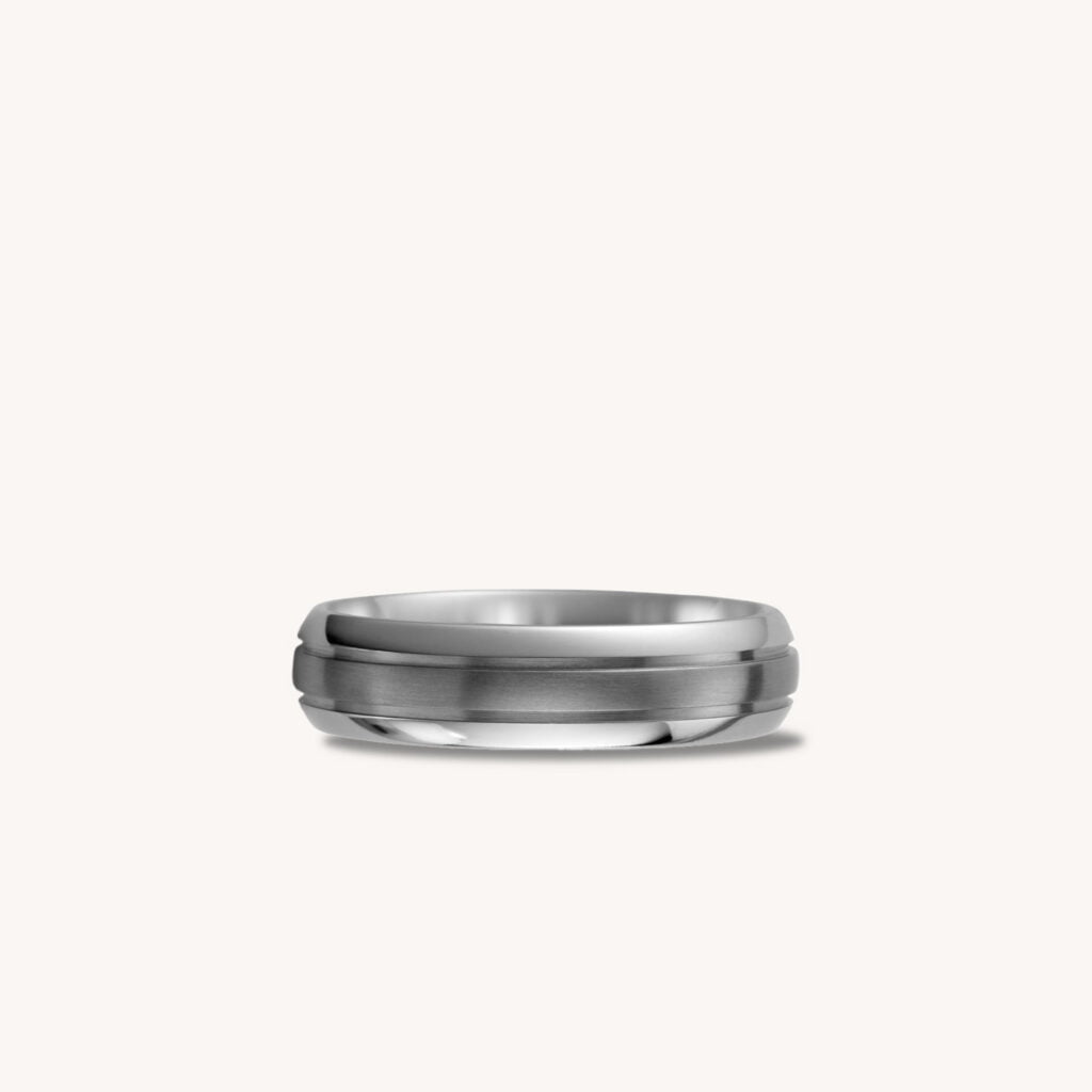 Dual Slit Matted Polish Titanium Ring