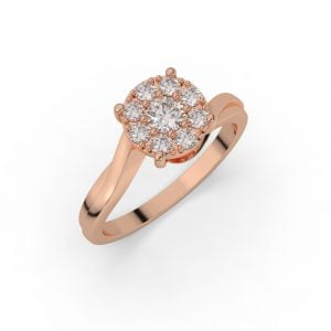 Cluster Twirl Halo Diamond Ring + Tantalus Dust Tantalum Ring