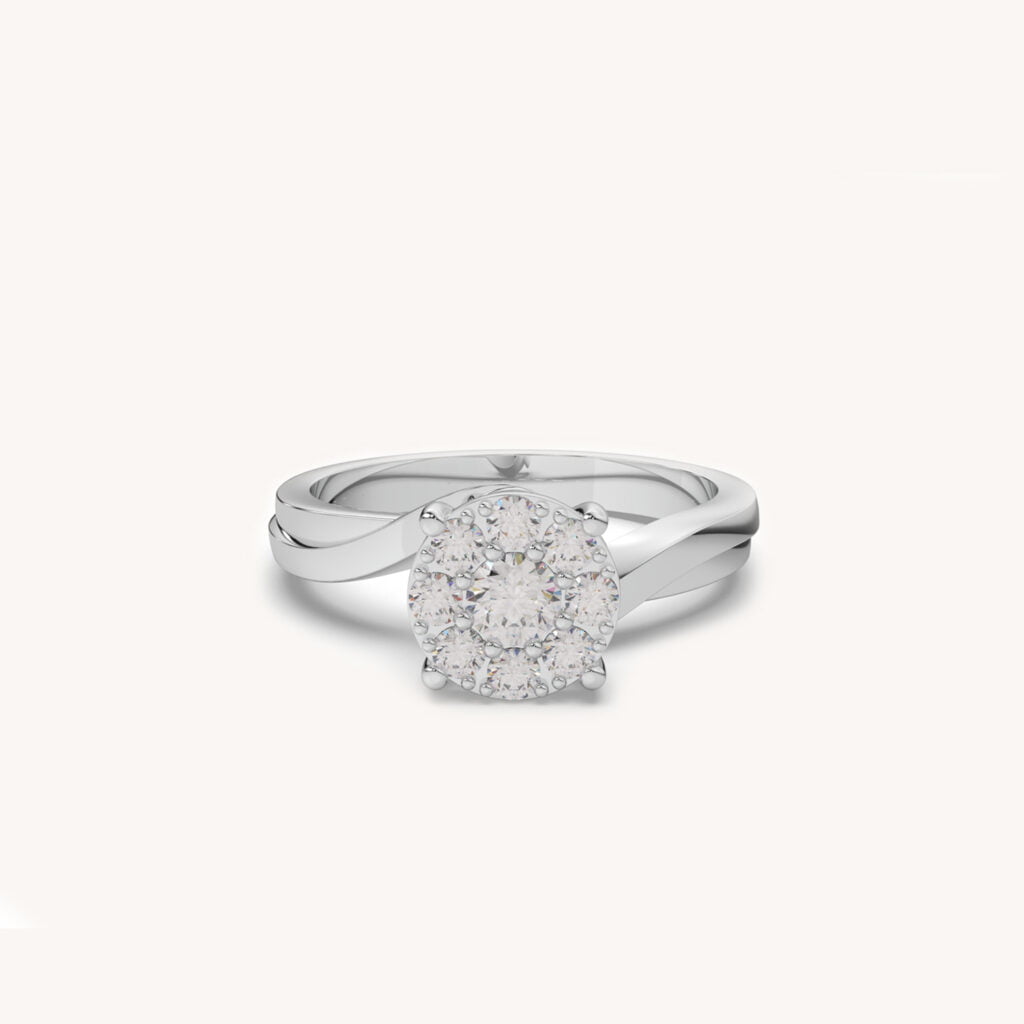 Cluster Twirl Halo Diamond Ring