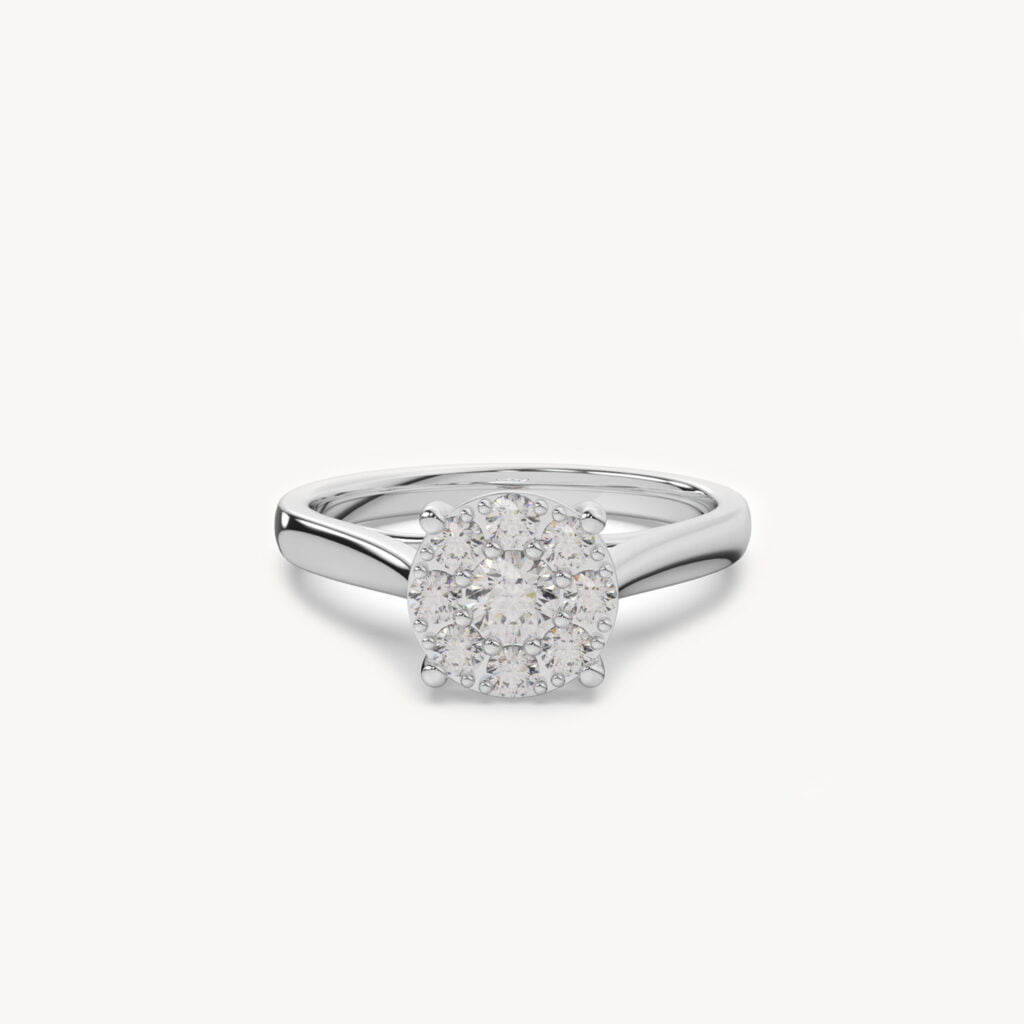 Cluster Cathedral Halo Diamond Ring