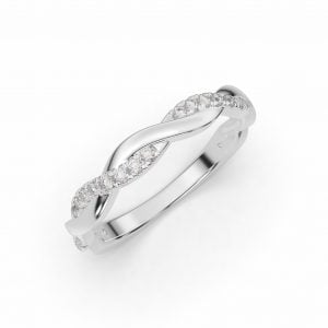 Classic Twisted Band with Diamond + Textured Finished Beveled Edge Band