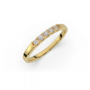 Titanium Slight Dome Matted Ring + 5-Diamond Pavé Thin Wedding Band