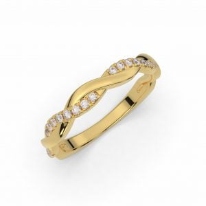 Classic Twisted Band with Diamond + Textured Finished Beveled Egde Band