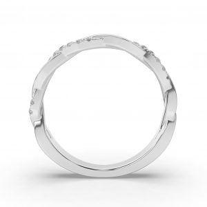 Classic Twisted Band with Diamond + Textured Finished Beveled Egde Band