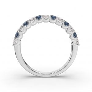 Floating Diamond & Sapphire Ring + Hammered Band