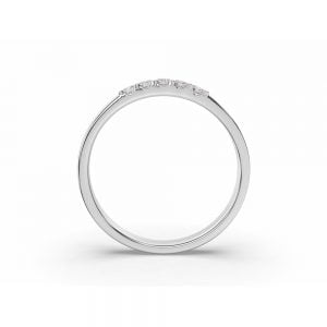 Titanium Slight Dome Matted Ring + 5-Diamond Pavé Thin Wedding Band