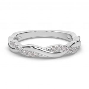 Classic Twisted Band with Diamond + Textured Finished Beveled Egde Band