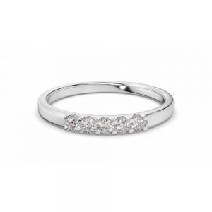 Titanium Slight Dome Matted Ring + 5-Diamond Pavé Thin Wedding Band