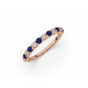 Floating Diamond and Sapphire Wedding Band