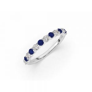 Floating Diamond and Sapphire Wedding Band