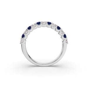 Floating Diamond and Sapphire Wedding Band