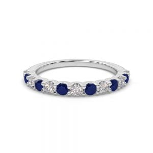 Floating Diamond and Sapphire Wedding Band