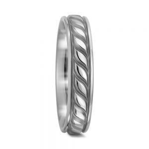 Classic Twisted Band with Diamonds + Jute Twine Titanium Ring