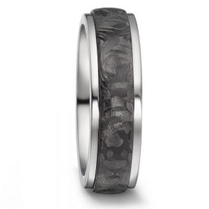 Floating Diamond and Sapphire Band + Titan Black Beveled Titanium and Carbon Ring