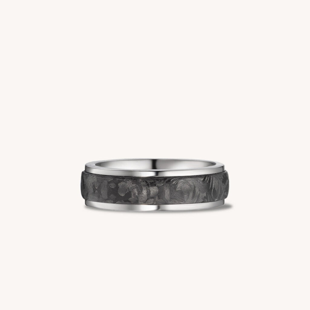 Titan Black Beveled Carbon Titanium Ring