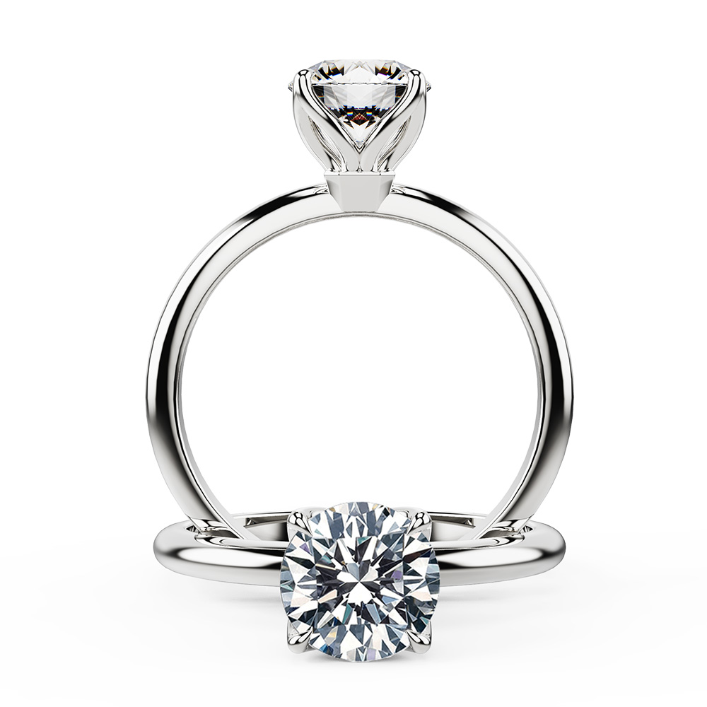 Four Petal Flower Diamond Engagement Ring