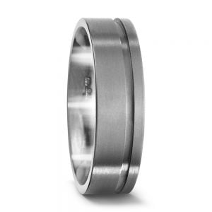 Dazzling Pave Set Diamond Wedding Band (1.80mm) + Sleek Slit Titanium Ring