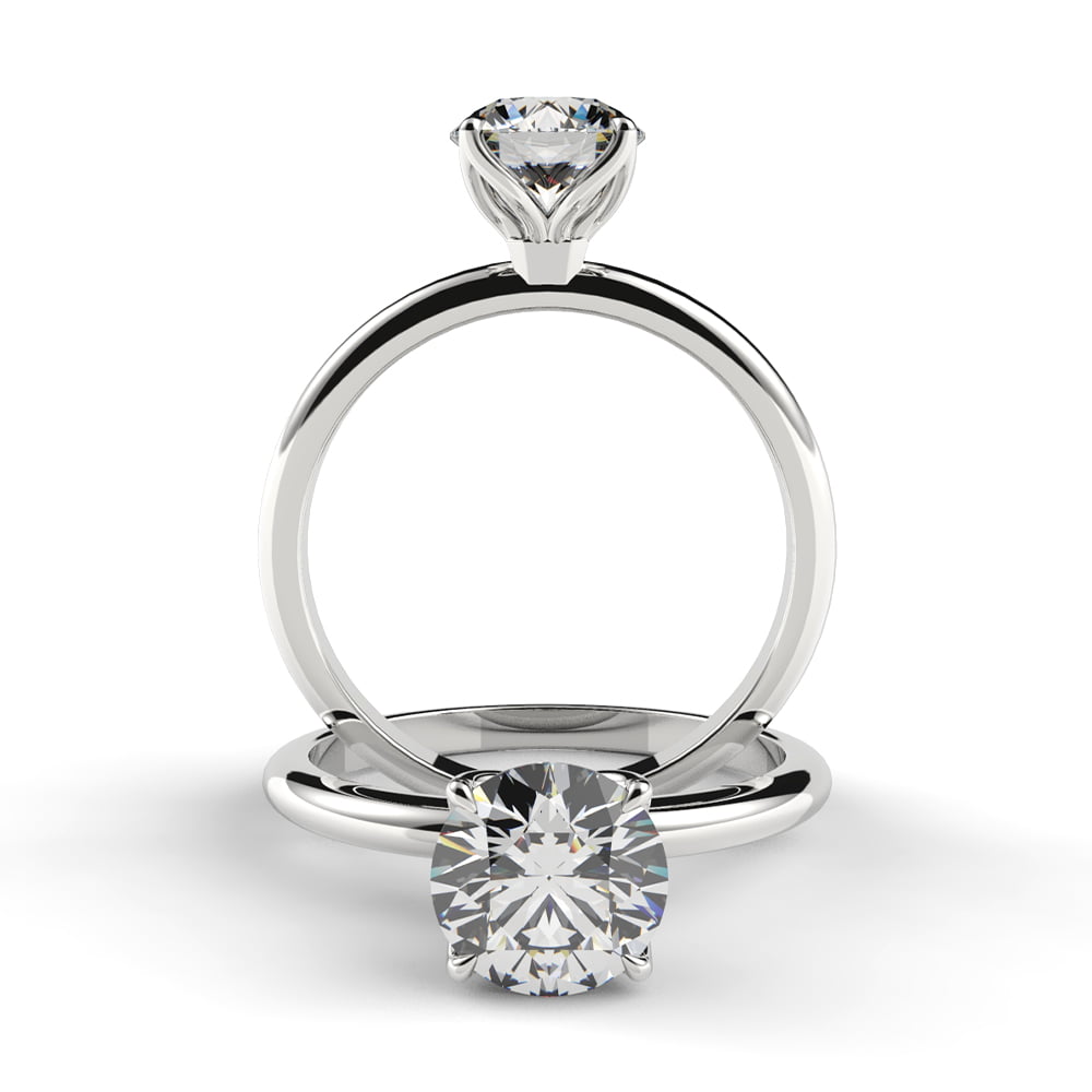 Four Petal Flower Diamond Engagement Ring