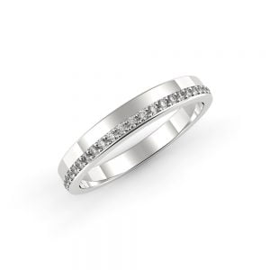 Dual-Tone Centre Slit Titanium Ring + Classic Slit with Diamonds Wedding Band