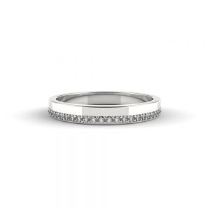 Dual-Tone Centre Slit Titanium Ring + Classic Slit with Diamonds Wedding Band